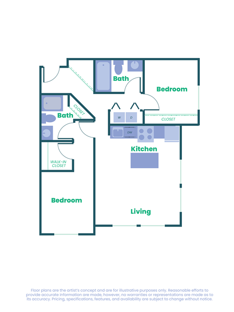 Floor plan for studio, 1064 sqft